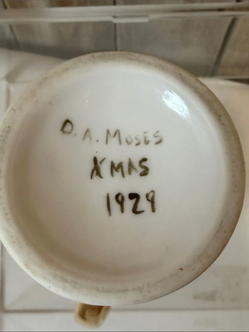 Antique 1929 Hand Painted Miniature Porcelain Pitcher Vase Hobbiest Signed